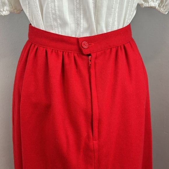 Vintage Lanz Originals Made in USA Red Wool Midi Skirt - Picture 4 of 6